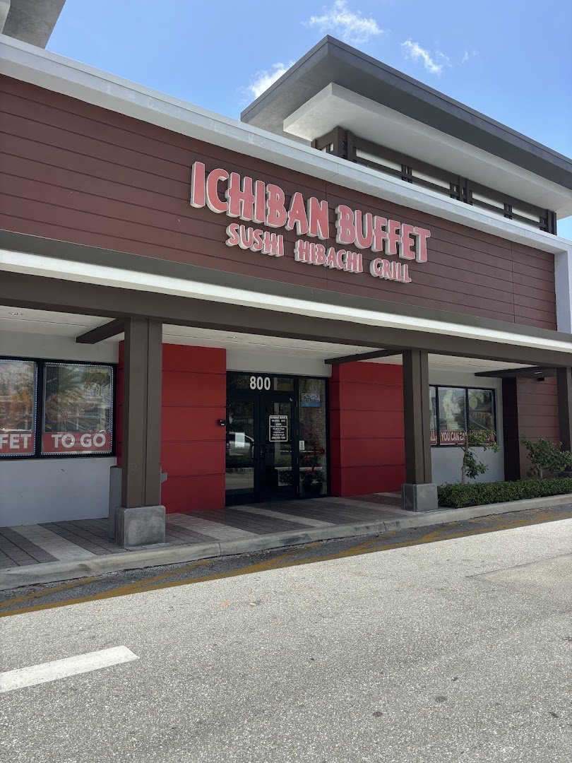 Restaurant entrance with buffet signage outside.